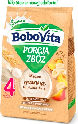 BoboVita Porcja Zbóż kaszka mleczna manna brzoskwinia-banan