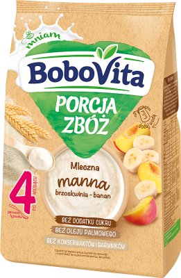 BoboVita Porcja Zbóż kaszka mleczna manna brzoskwinia-banan