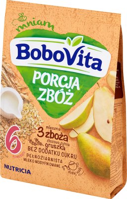 BoboVita порция зерновых каши молока груши 3 wielozbożowa зерно, рожь, цельнозернового