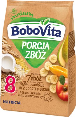BoboVita porcja zbóż kaszka mleczna wieloowocowa 7 wielozobożowo-jaglana pełnoziarnista