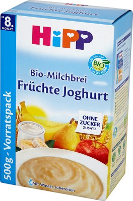 HiPP BIO Na Dobranoc Kaszka mleczno-zbożowa Owoce-Jogurt od 8. miesiąca 500 g (2 sztuki) 