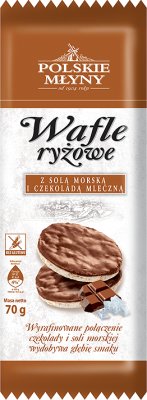 Polskie Młyny wafle ryżowe z solą morską i czekoladą mleczną
