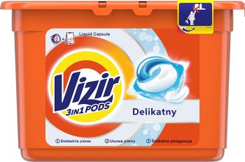 capsules Vizir pour le lavage des vêtements sensibles au blanc et la couleur