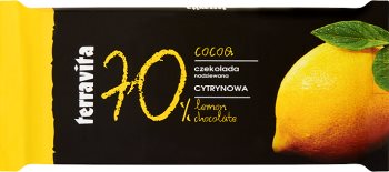 Terravita 70% de chocolate relleno con sabor a limón