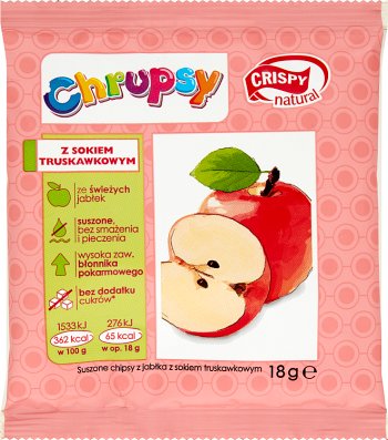 Crispy Natural Chrupsy Dried apple crisps with strawberry juice
