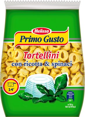 Melissa Primo Gusto Tortellini con ricotta y pasta de huevo spinaci con queso ricotta y espinacas