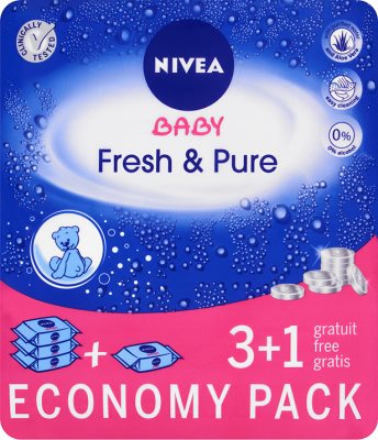 Nivea Baby Fresh & Pure chusteczki nawilżone dla niemowląt  economy pack 3+1