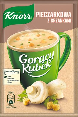 Tasse Knorr Hot Mushroom soup with croutons