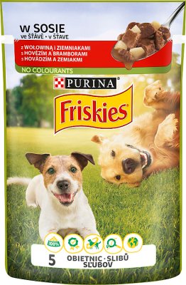 Friskies Adult Alleinfuttermittel für ausgewachsene Hunde Sachet mit Rindfleisch und Kartoffeln in der Soße