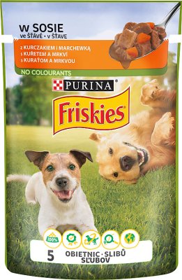 Friskies Adult Pełnoporcjowa karma dla dorosłych psów-saszetka z kurczakiem i marchewką w sosie