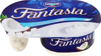 Danone Fantasia blanc crème de yaourt avec des boules de noix de coco