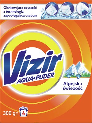 telas blancas Vizir detergente en polvo y los colores brillantes fresco de los Alpes