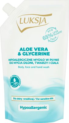 Luksja Hypo savon hypoallergénique pour les peaux sensibles Aloe alimentation + glycérol