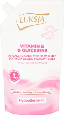 Luksja Hypo savon hypoallergénique pour l'alimentation de la peau sensible de la vitamine E + glycérine