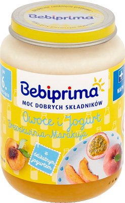 Bebiprima fruta y yogur de melocotón-maracuyá
