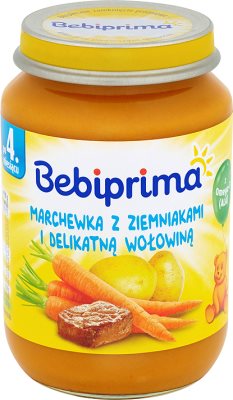 Bebiprima carrots with potatoes and tender beef