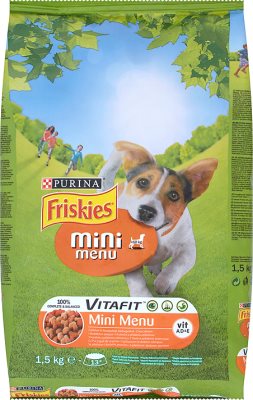 Friskies Mini Menú Alimento completo para perros adultos con pollo y verduras