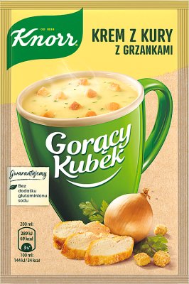 Crème Knorr Tasse chaude de soupe au poulet avec des croûtons