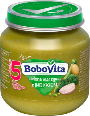 verduras verdes con BoboVita pavo