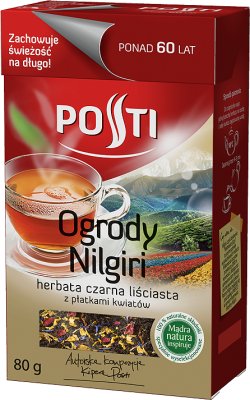 Posti Ogrody Nilgiri herbata czarna liściasta z płatkami kwiatów