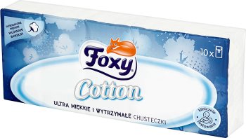 Foxy Cotton Ultra miękkie i wytrzymałe chusteczki higieniczne 4 warstwowe 10 paczek po 9 sztuk