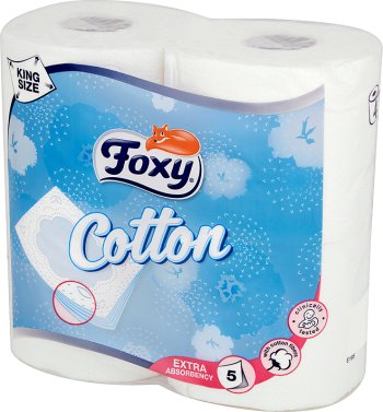 Foxy algodón rey blanco de papel higiénico Tamaño