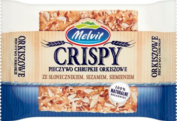 Melvit Crisper Dinkel Knäckebrot mit Sonnenblumenkernen, Sesam, Leinsamen