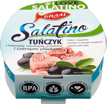 Grail Salatino Thunfisch mit Mais, Karotten, Erbsen und schwarzen Oliven