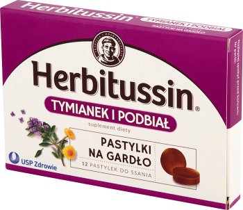 Herbitussin Thymian und Huflattich Diätpillen auf gardło.Suplement