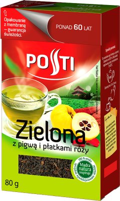 Posti Herbata zielona liściasta z pigwą i płatkami róży