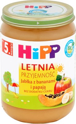 manzanas Hipp con plátanos y papayas BIO sin azúcar añadido