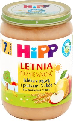 HiPP BIO Letnia Przyjemność Jabłka z pigwą i płatkami 3 zbóż po 7. miesiącu 190 g 