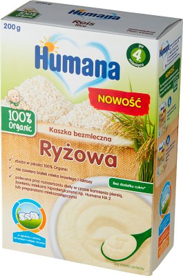 Humana 100% Organic kaszka bezmleczna ryżowa