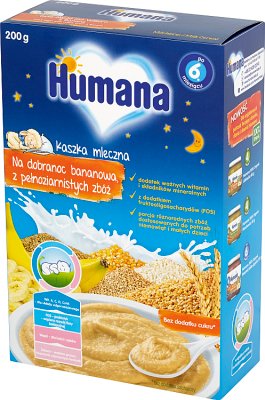 Humana plátano gachas de leche de buenas noches con granos enteros