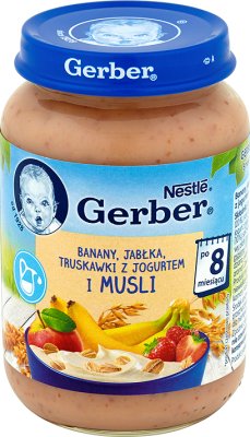 Gerber Banany jabłka truskawki z jogurtem i musli