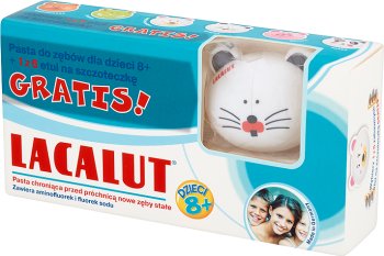 Lacalut зубная паста для детей 8 + щетка с мешком