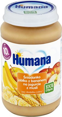 Humana 100% Organic apple breakfast with banana on muesli yogurt