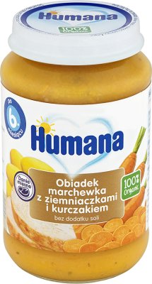Humana 100% Organic Obiadek морковь и картофель и курица
