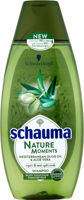 Schauma Nature Moments Shampoo rebuilds Mediterranean olive oil and aloes