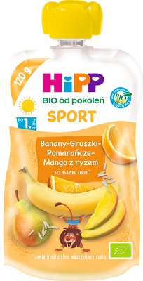 HiPP Sport Banany-Gruszki-Pomarańcze-Mango z ryżem BIO