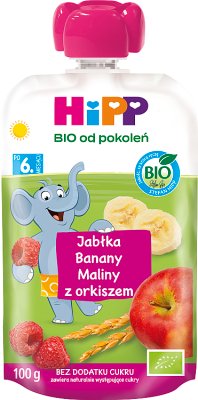 HiPP BIO od pokoleń, Jabłka-Banany-Maliny z orkiszem 