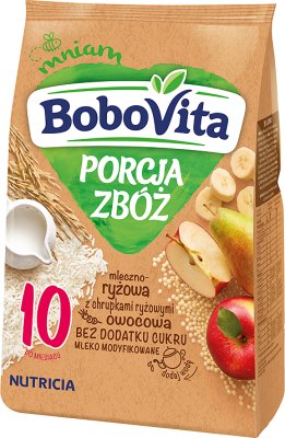 BoboVita Portion Getreidebrei Milch Reisbrei mit Reis Fruchtchips