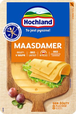 Hochland Yellow cheese in Maasdamer slices without lactose