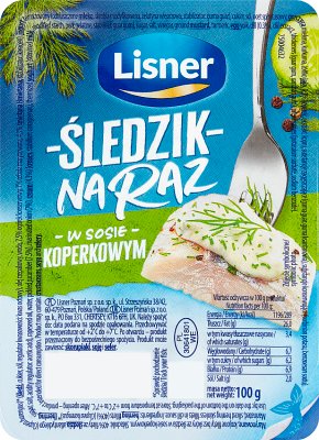 Lisner Śledzik na raz w sosie koperkowym