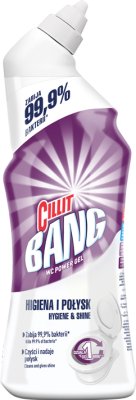 Cillit Bang Hygiene and Shine Kills 99.9% of bacteria. Product for cleaning and disinfecting the toilet bowl