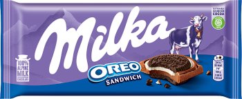 Milka Oreo Czekolada ciastka kakaowe i nadzienie mleczne o smaku waniliowym na czekoladzie mlecznej