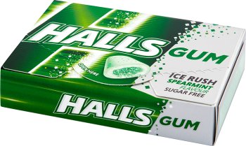 Halls Gum Ice Rush A mint-free chewing gum flavor