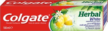 Colgate Herbal White with lemon oil. Toothpaste with fluoride