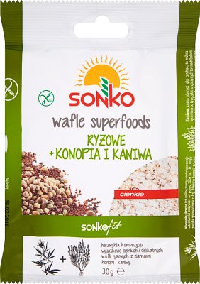 Sonko waffles arroz superfoods cáñamo y kaniwa