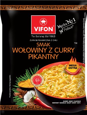 Vifon Zupa błyskawiczna  smak wołowiny z curry pikantny